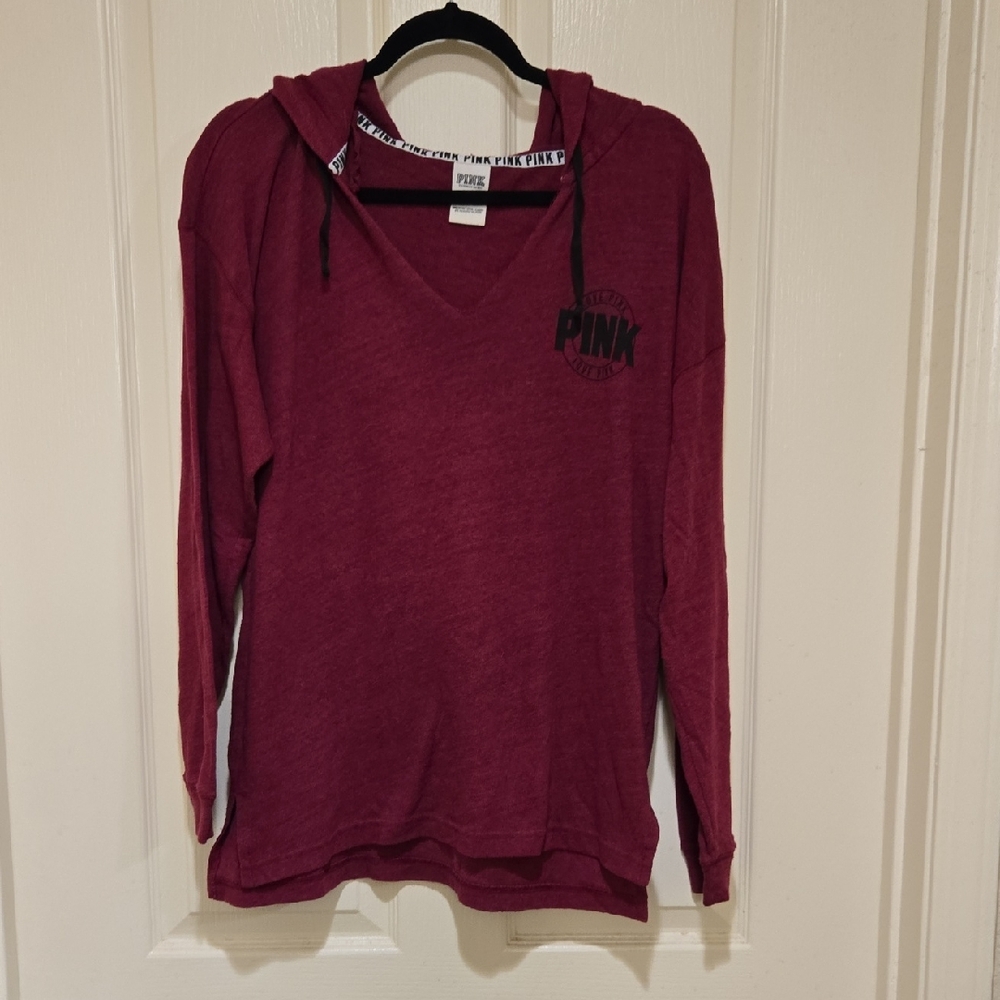 PINK Victoria's Secret Magenta V-Neck Hoodie